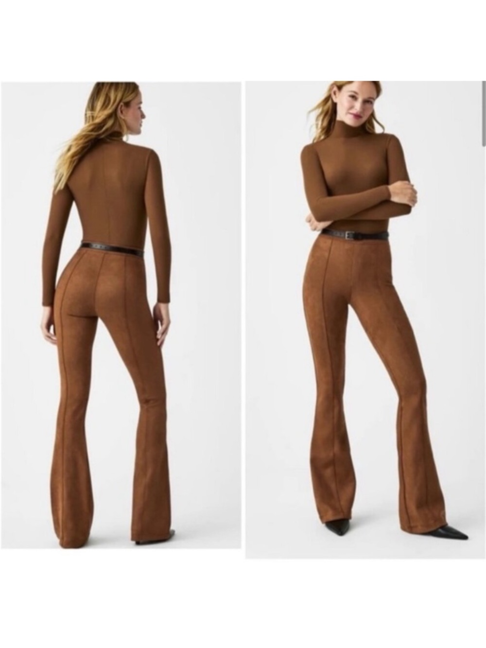 Spanx Faux Suede Tan Flare Pants